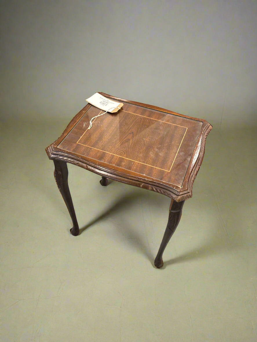 Mahogany small side table with glass top 2125