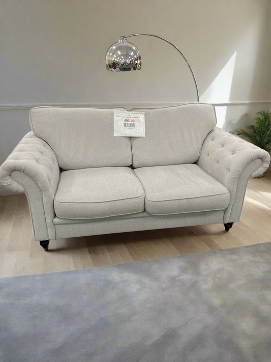 Oat meal fabric chesterfield style 2 seater sofa 2125