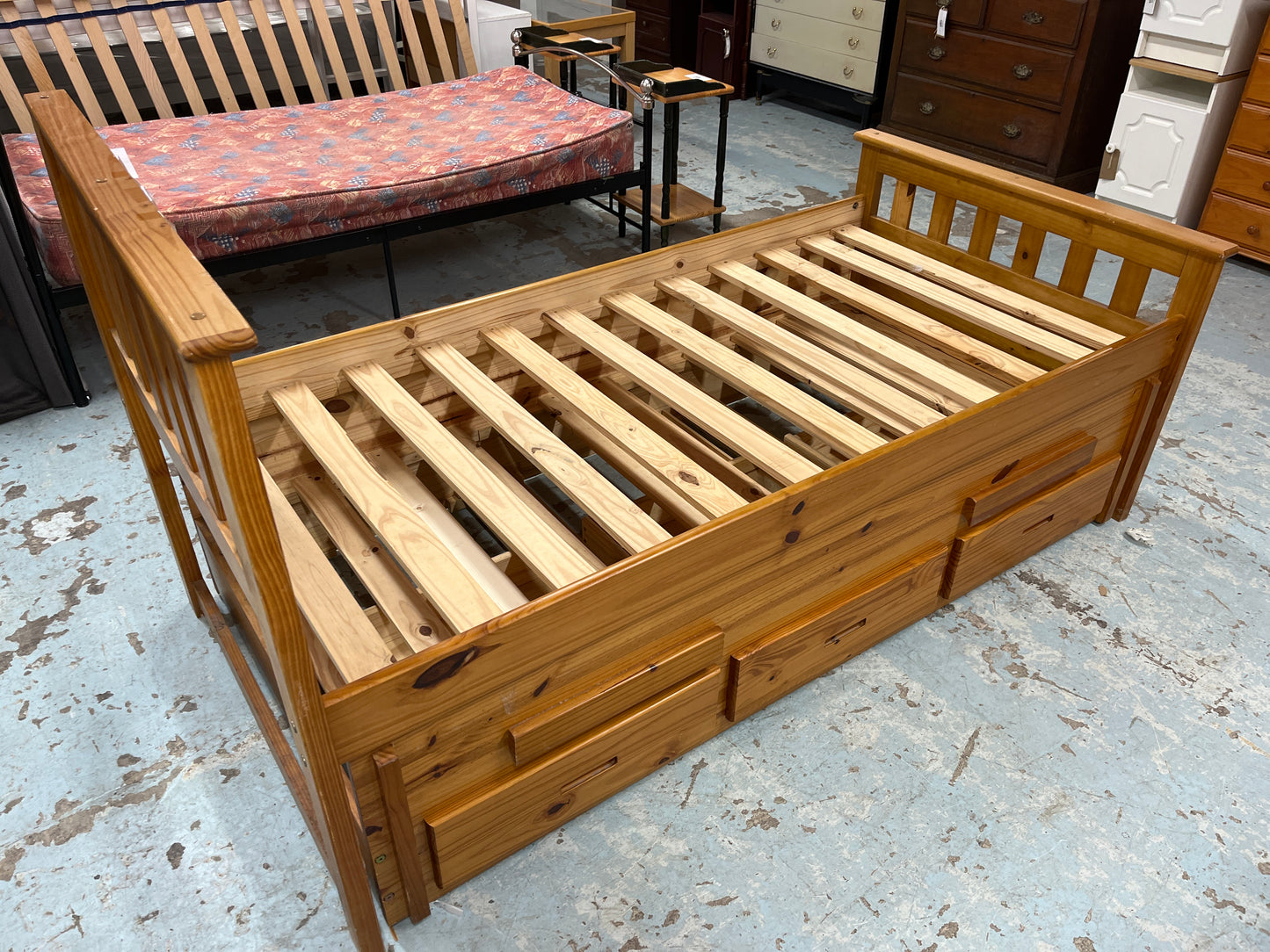 3 ft pine bed frame with slide out bed and drawers 2125