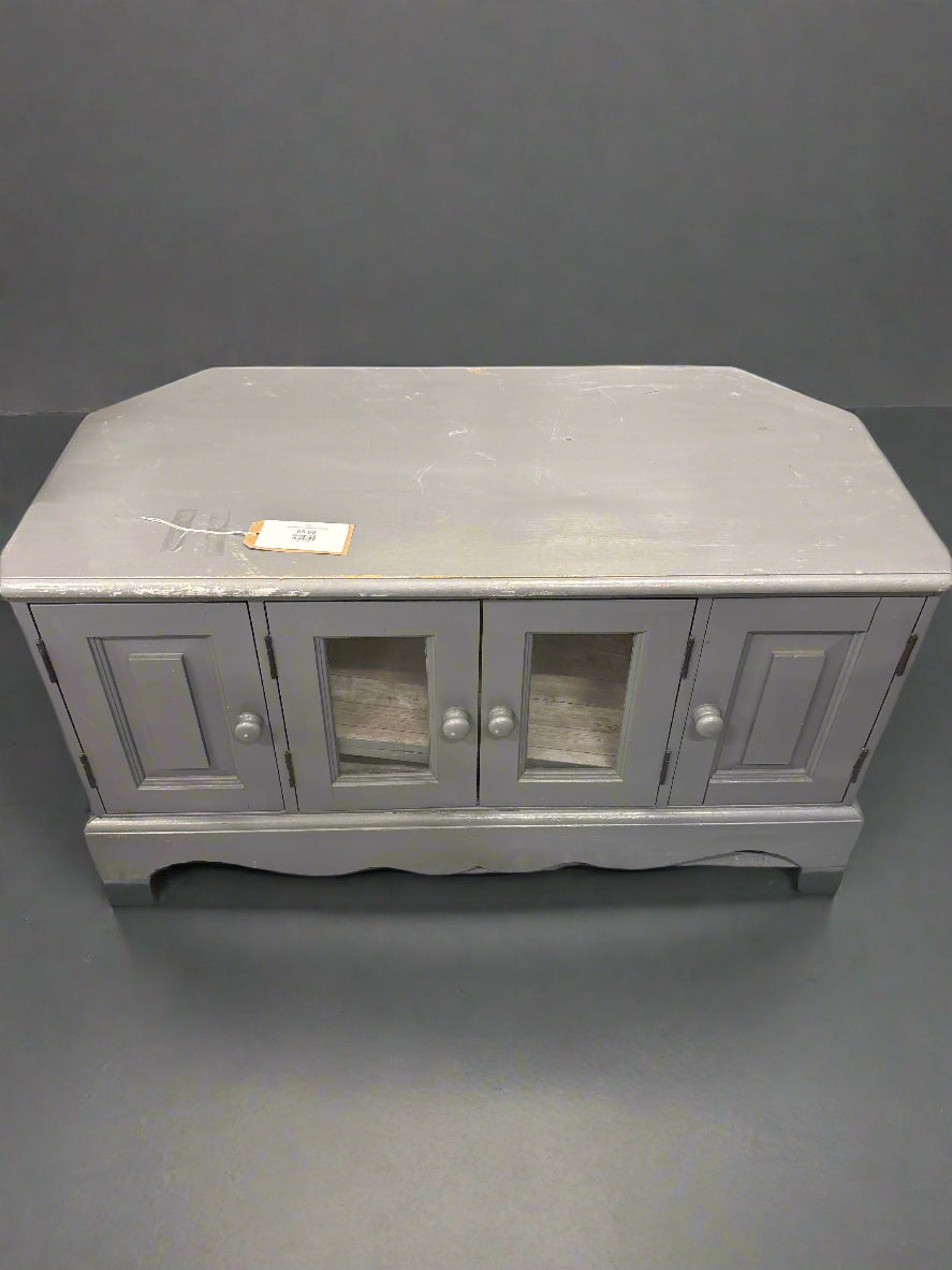 Low 4 door grey painted TV unit  2125