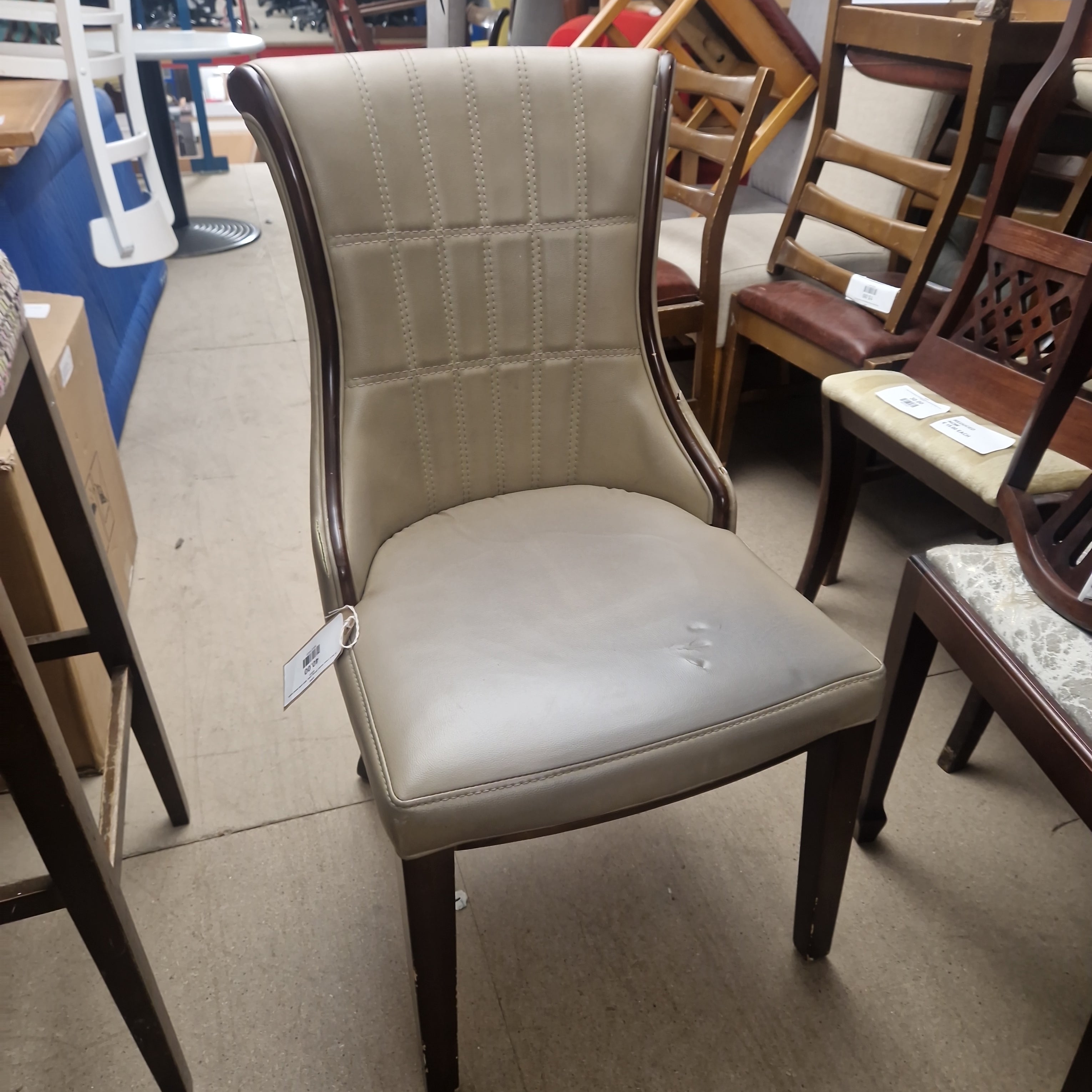 Cream leather high store back dining chairs