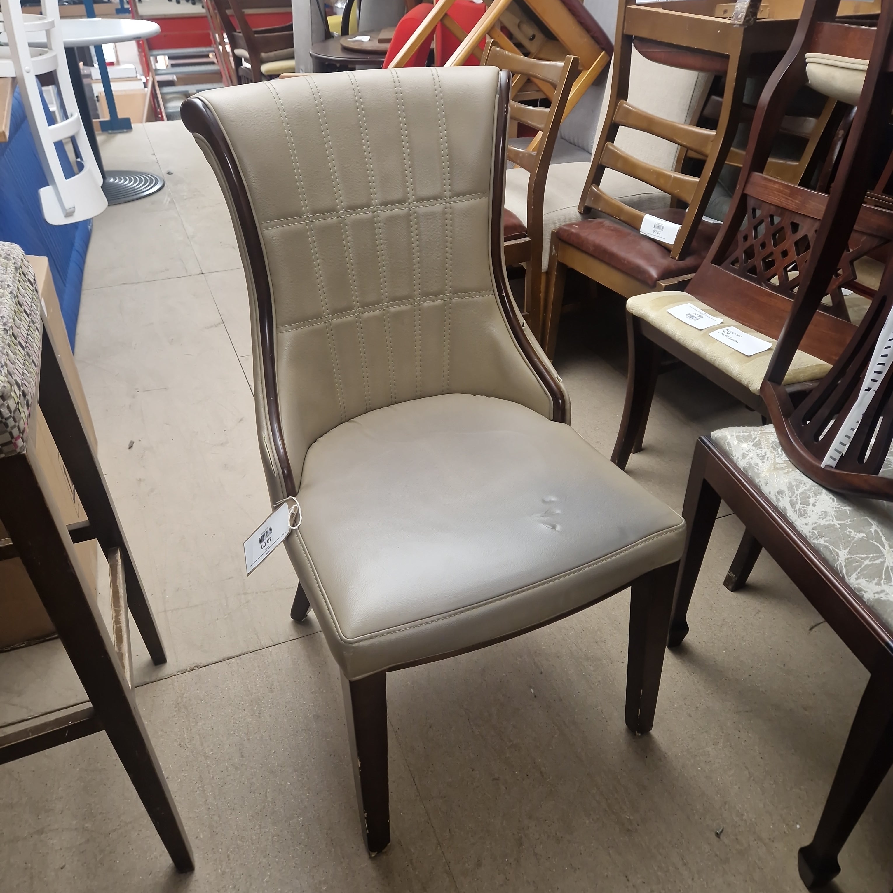 Leather and wood dining room deals chairs