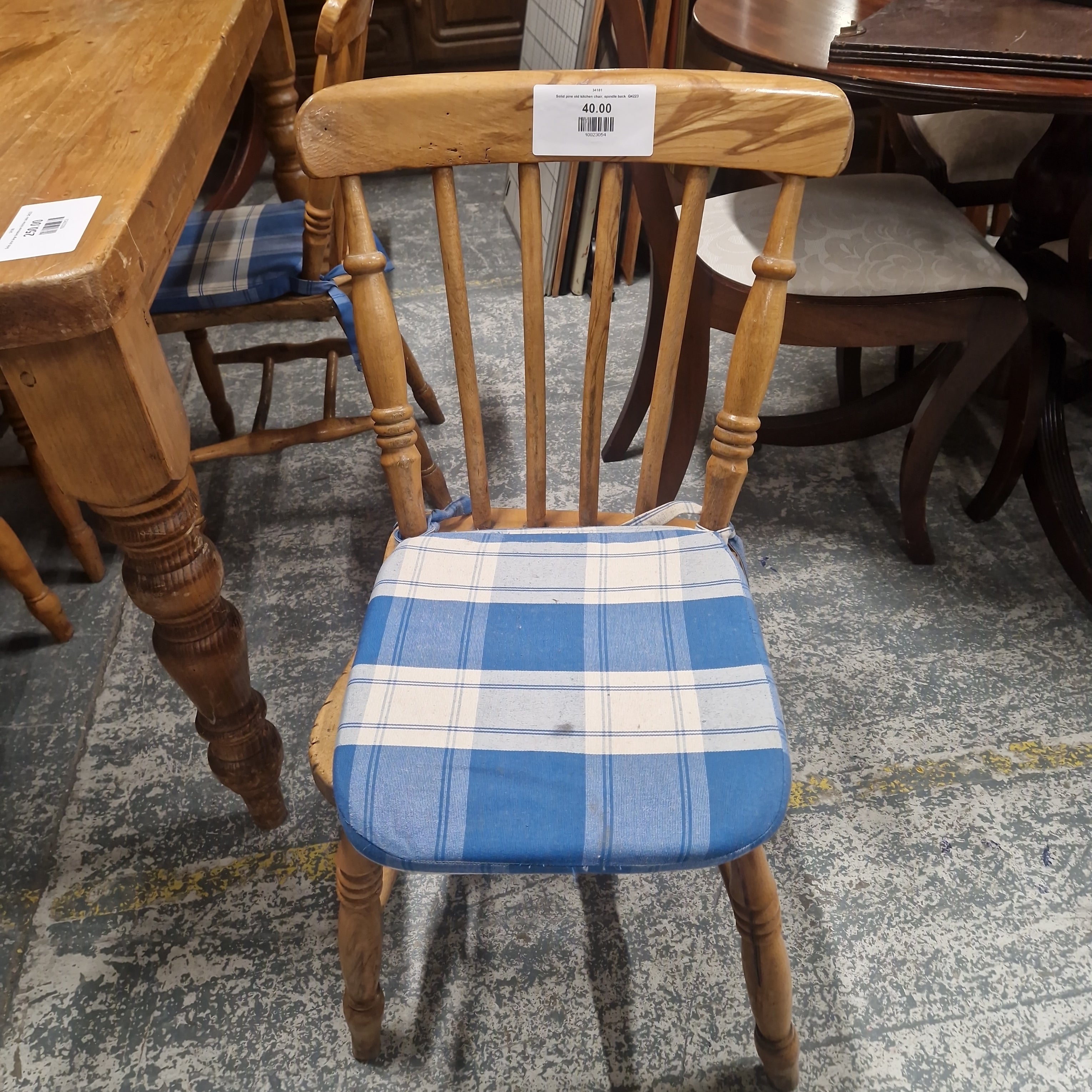 Solid pine old kitchen chair spindle back CJM Furniture