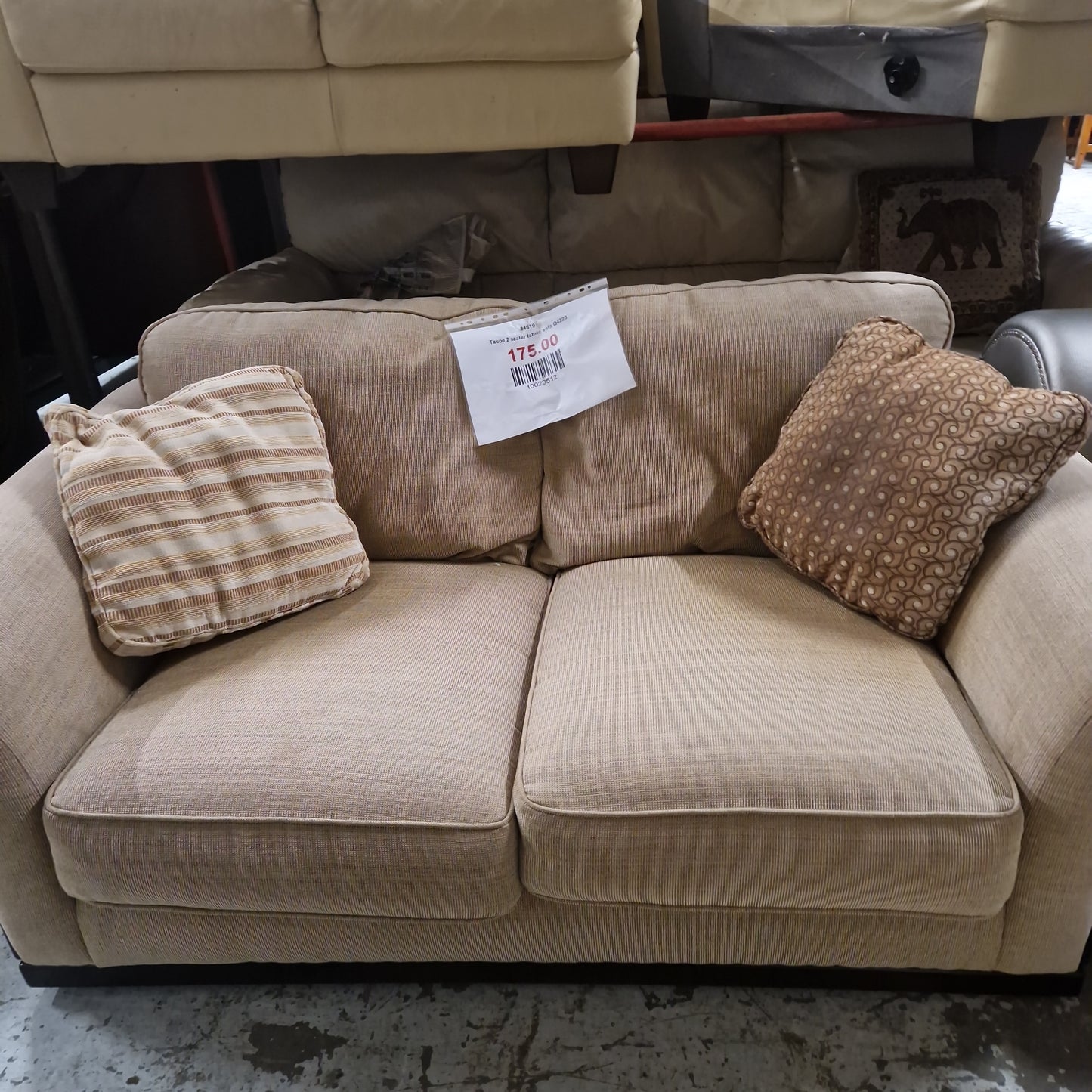 Taupe 2 seater fabric sofa Q4223
WAS 175.00
NOW 125.00