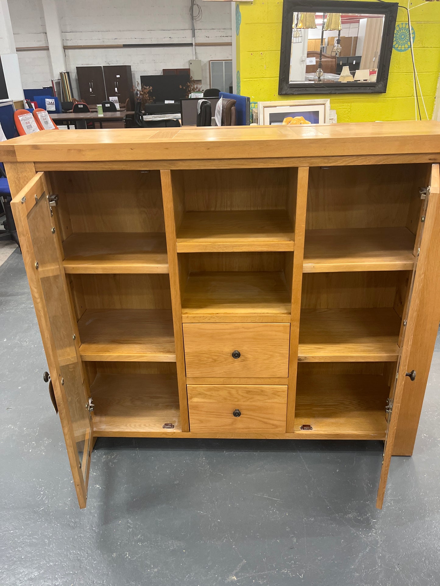 Solid oak 2 door 2 drawer sideboard  2125