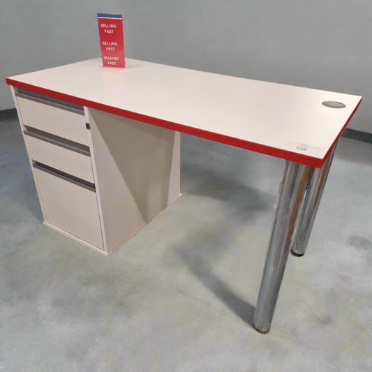 Straight desk 126 with fixed pedestal  (1200mm x 600mm)