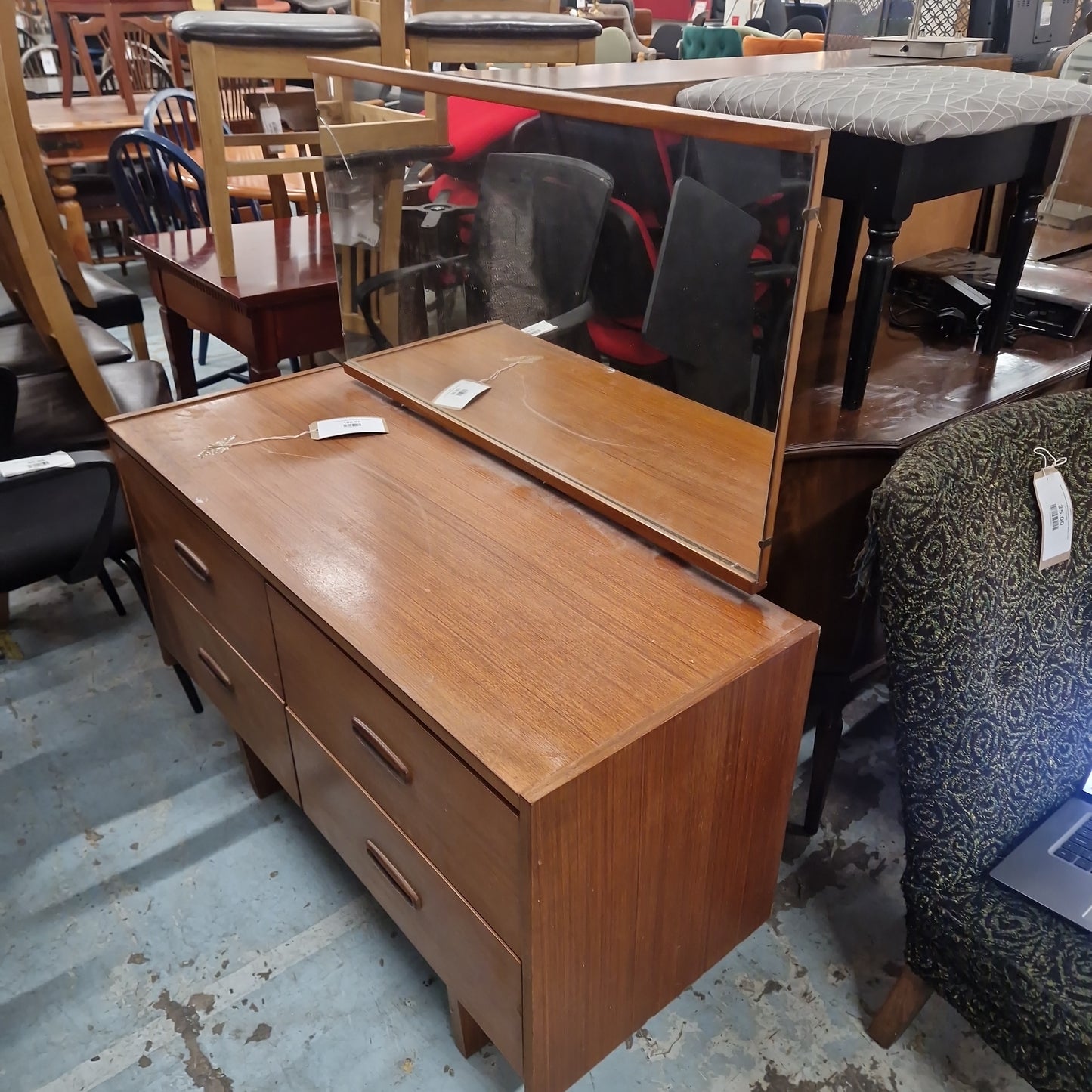 Teak retro bedroom dressing table with mirror