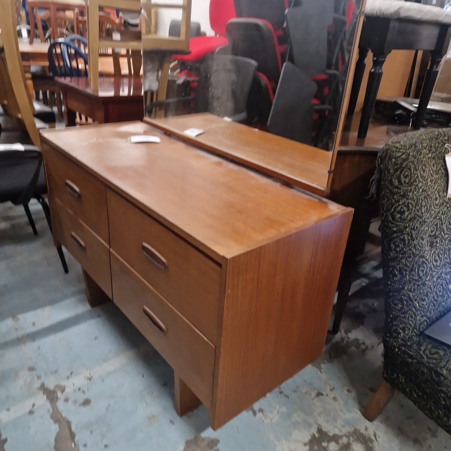 Teak retro bedroom dressing table with mirror