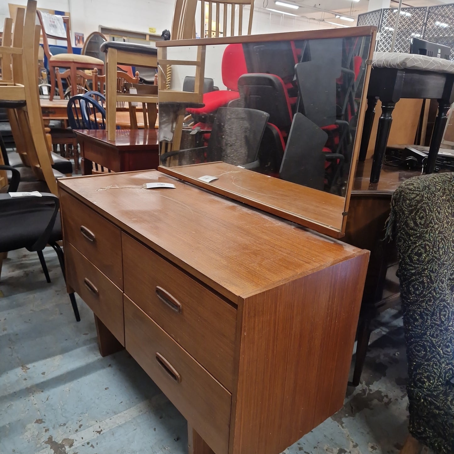 Teak retro bedroom dressing table with mirror