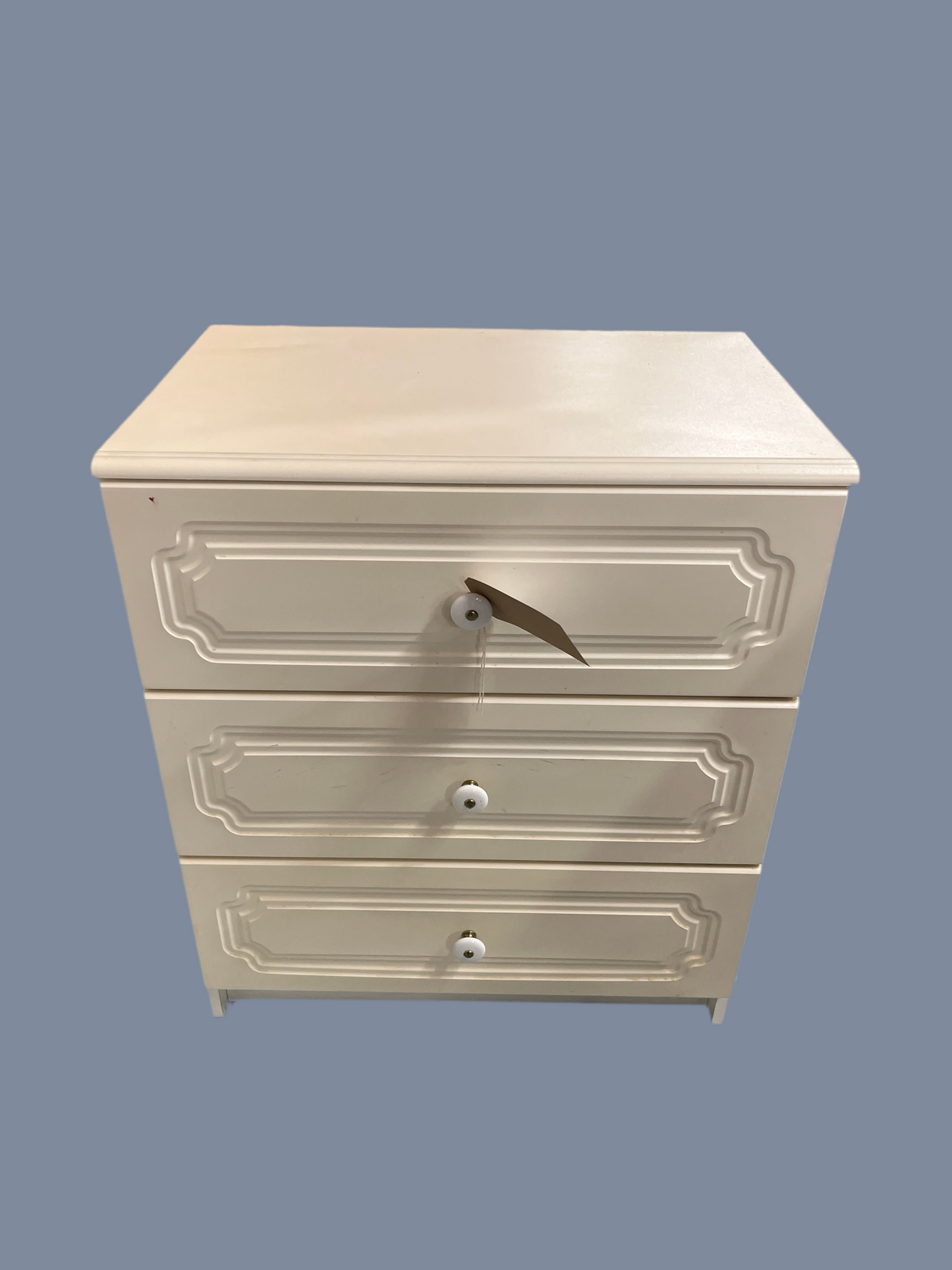 White laminate 3 high chest of drawers  2125