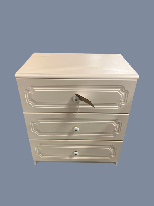 White laminate 3 high chest of drawers  2125