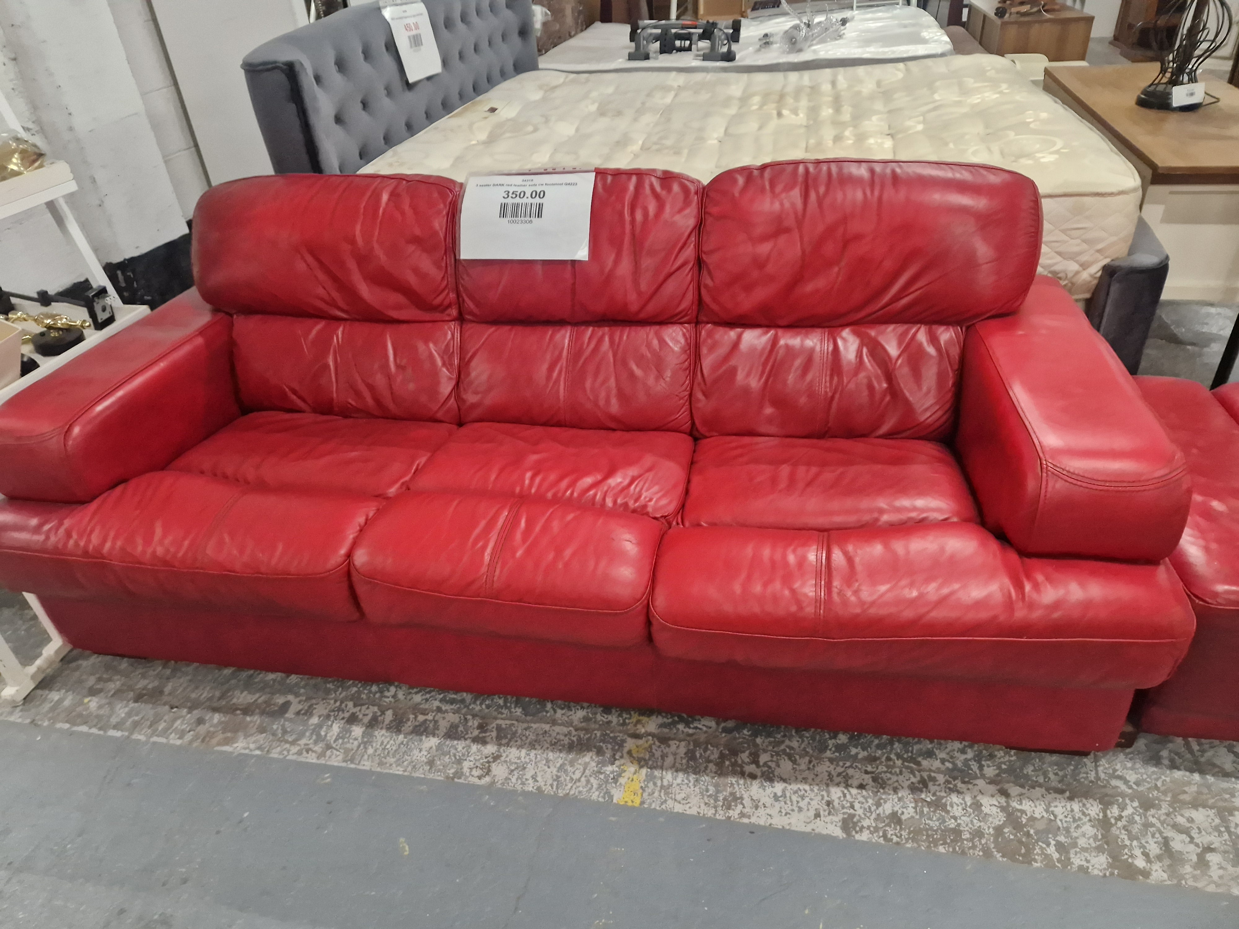 Dfs red deals leather sofa