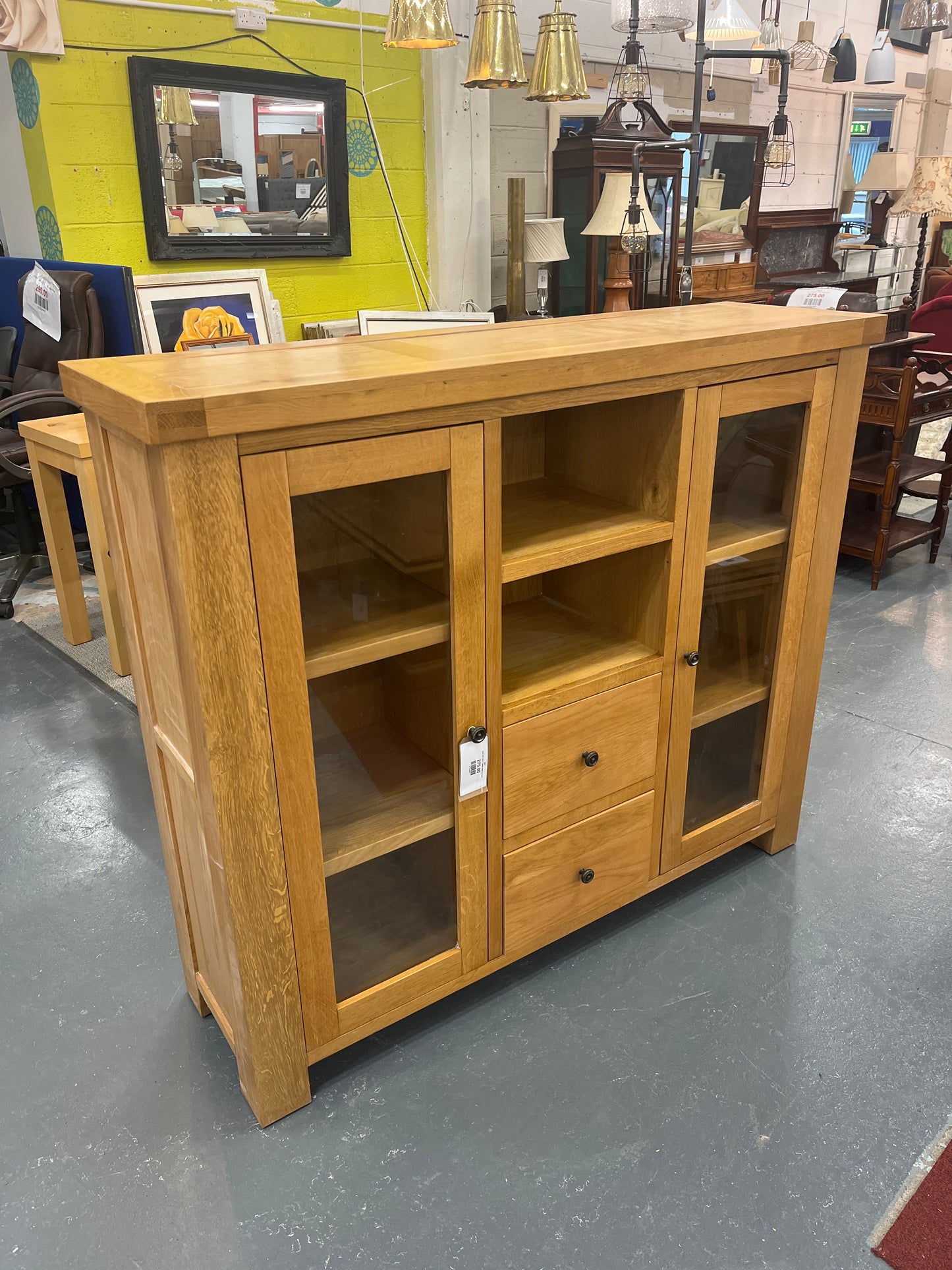 Solid oak 2 door 2 drawer sideboard  2125