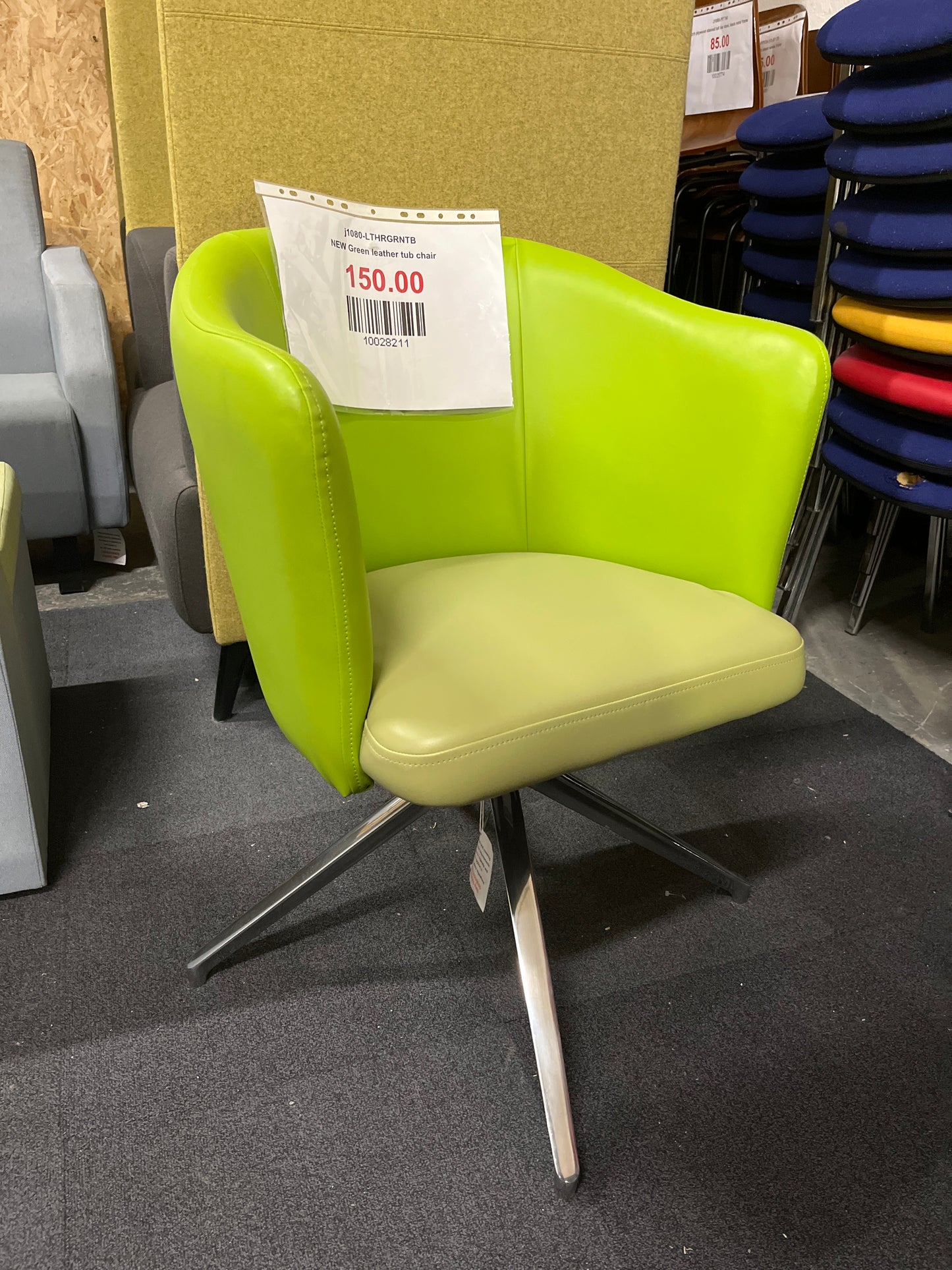 NEW Green leather tub chair