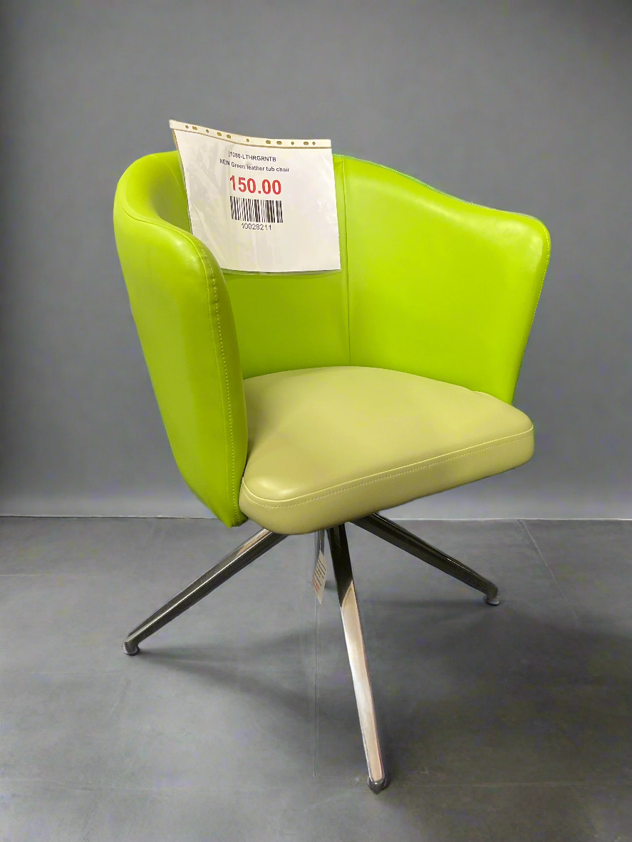 NEW Green leather tub chair