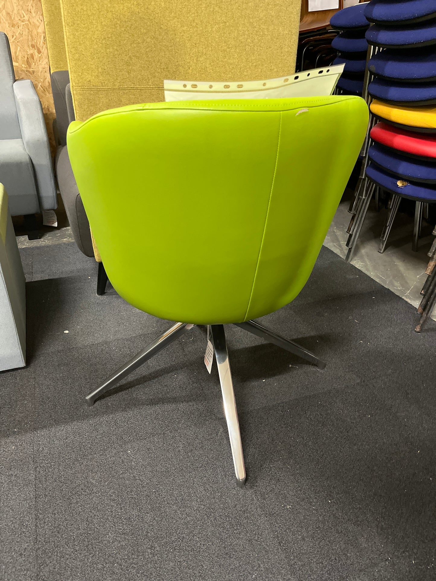 NEW Green leather tub chair