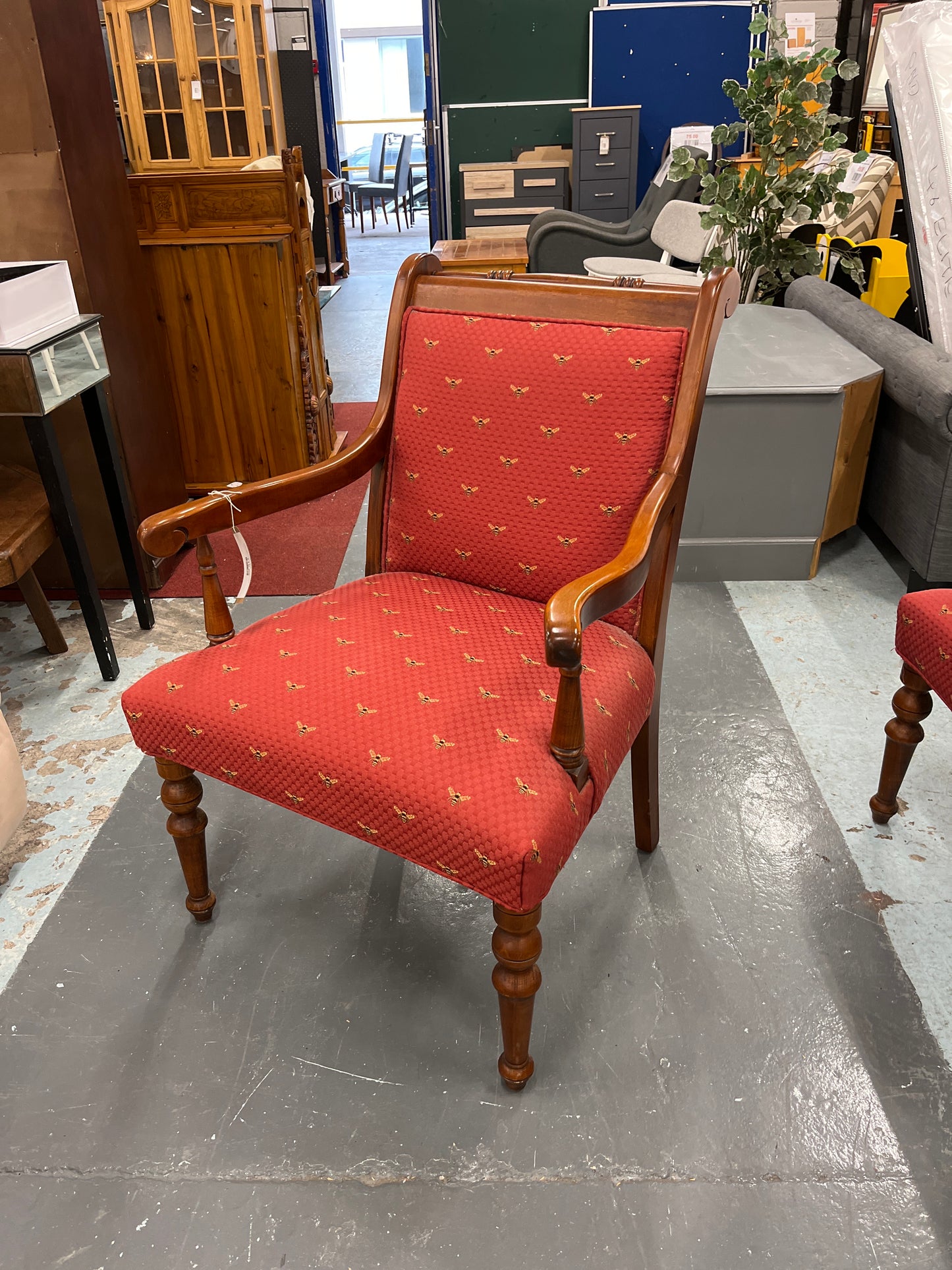 Ornate Walnut occasional chair with bee pattern  2125