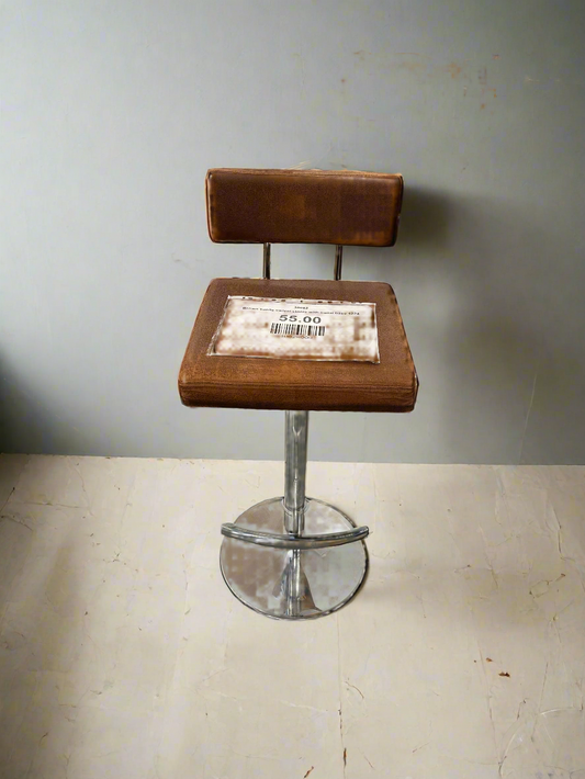 Brown suede swivel stools with metal base 4224