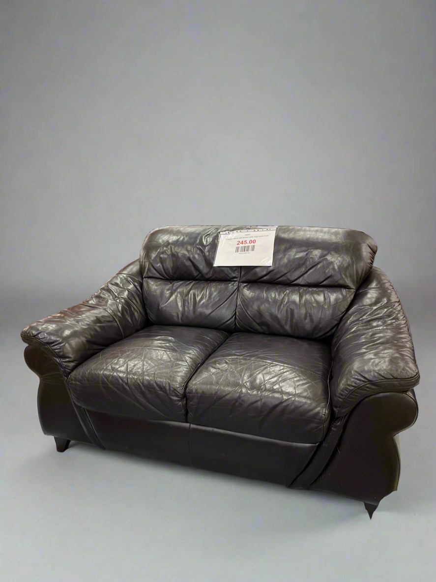 2 seater black soft leather sofa, high back  2125