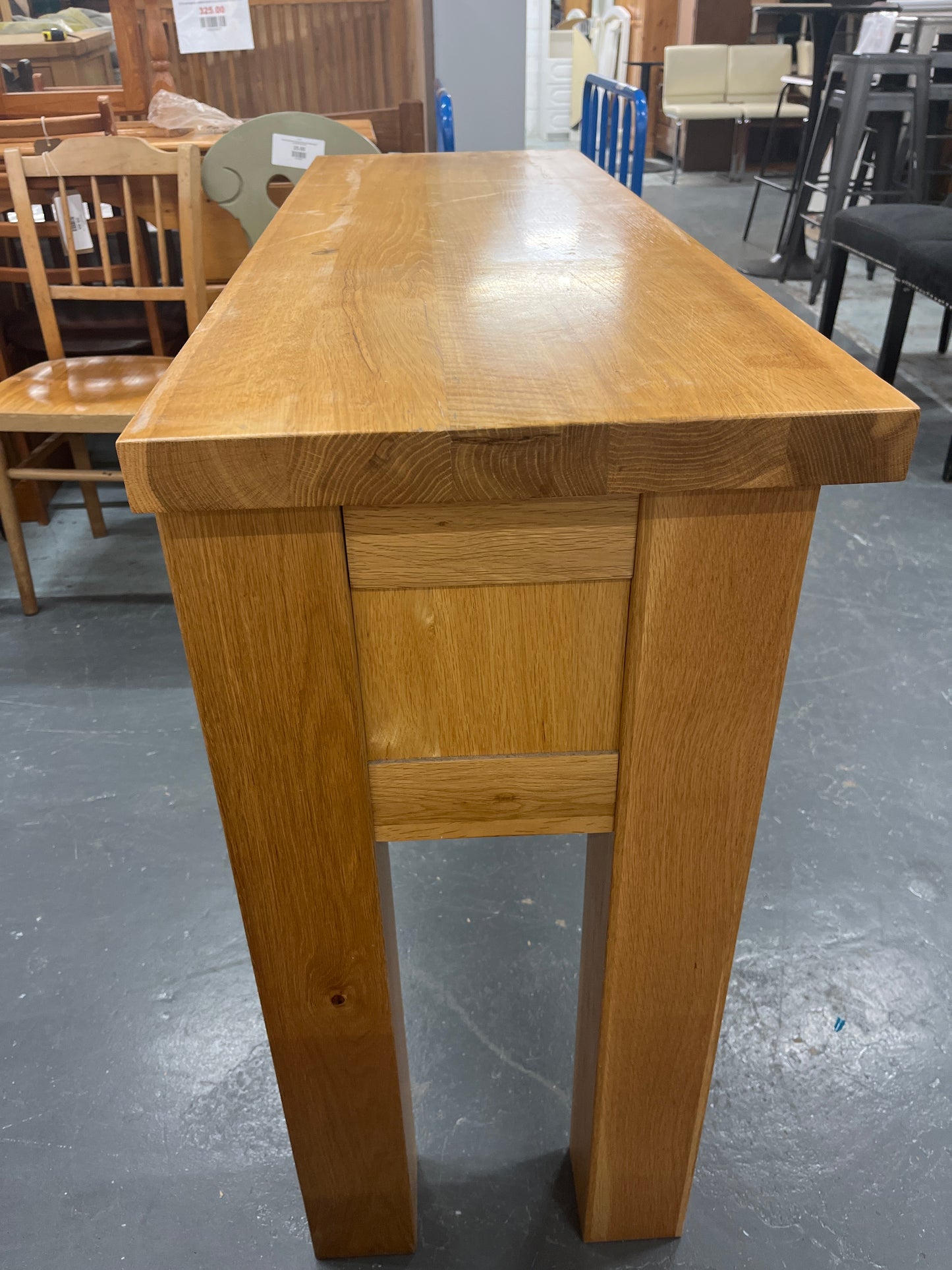 Solid oak console table with two drawers 2125