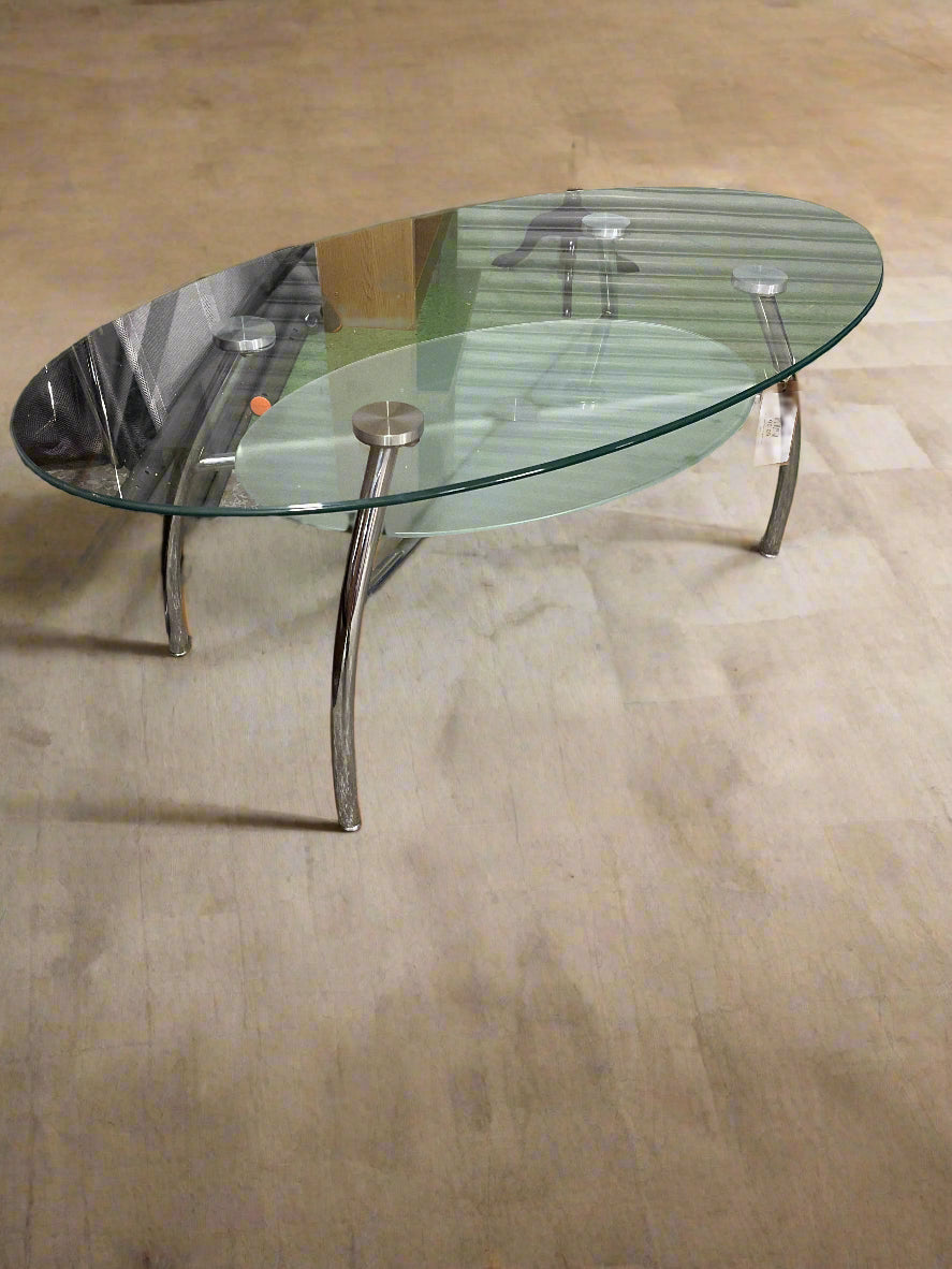 Oval low glass coffee table  1125