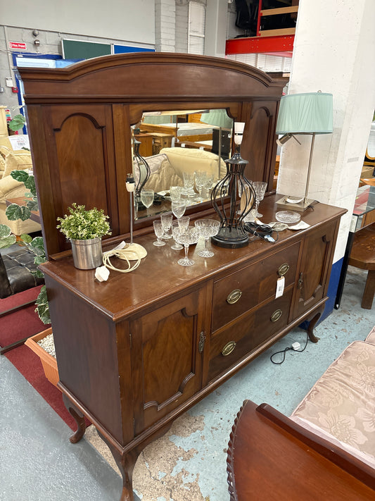 Antique rosewood mahogany 2 door 2 drawer sideboard with mirrored upstand 3124