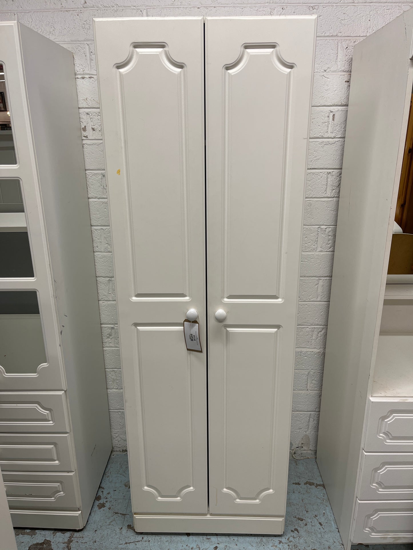 Tall 2 door white laminate wardrobe 2125