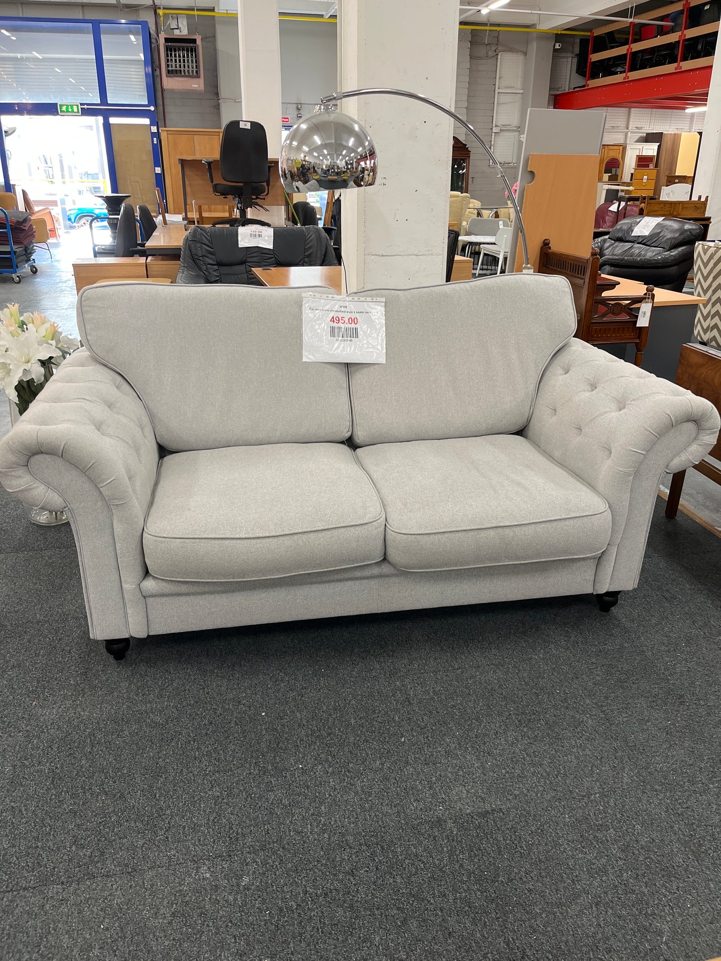 Oat meal fabric chesterfield style 2 seater sofa 2125