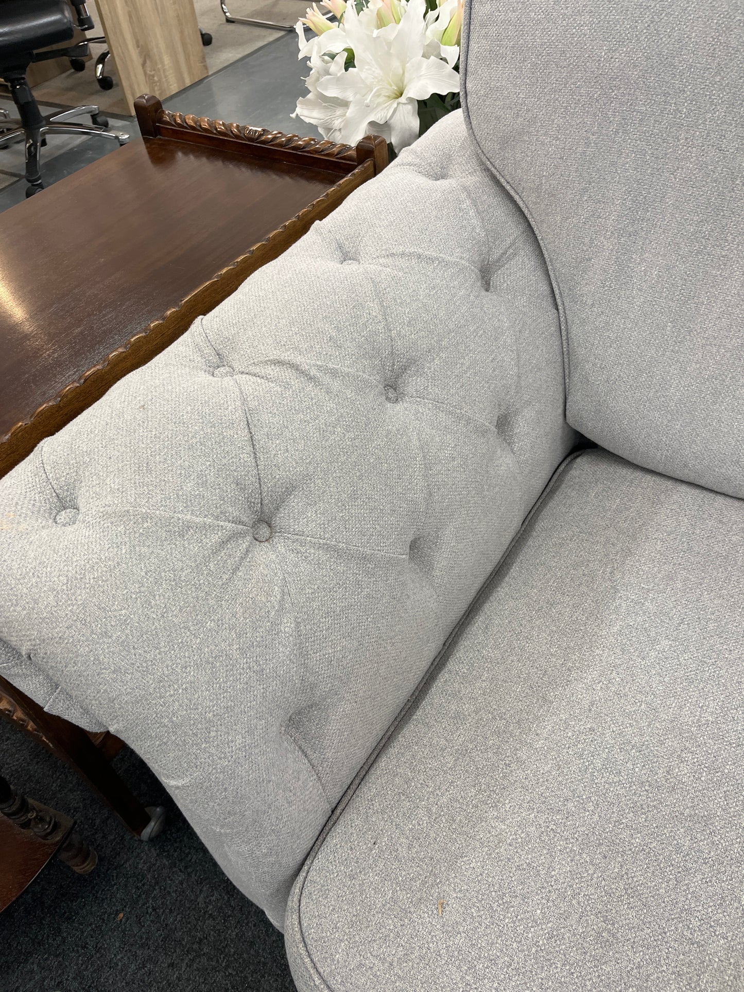 Oat meal fabric chesterfield style 2 seater sofa 2125