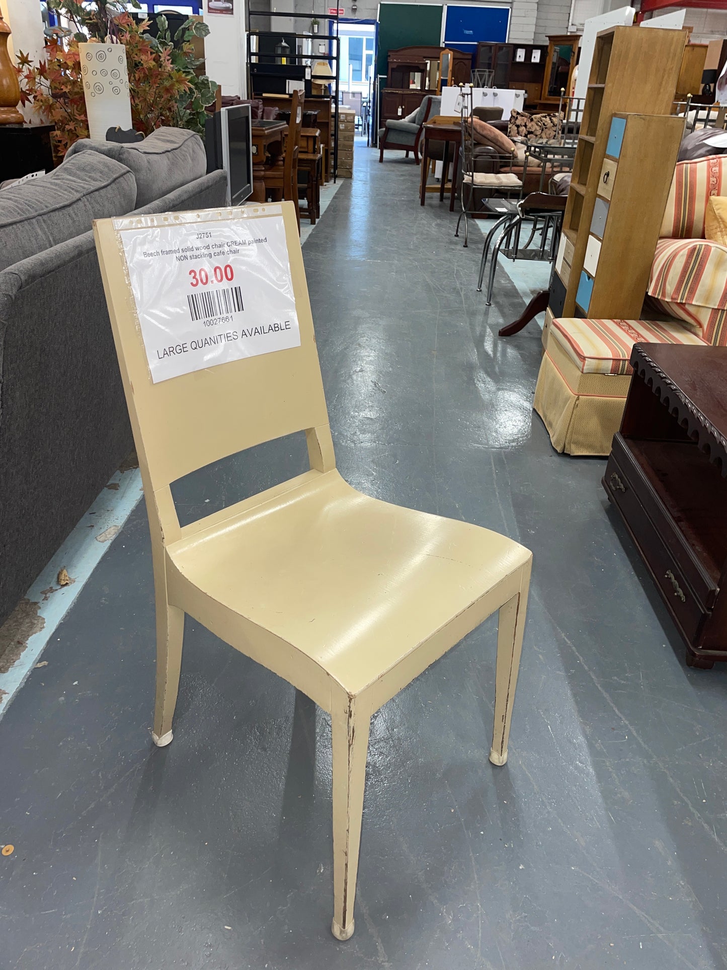 Beech framed solid wood chair CREAM painted 
NON stacking cafe chair