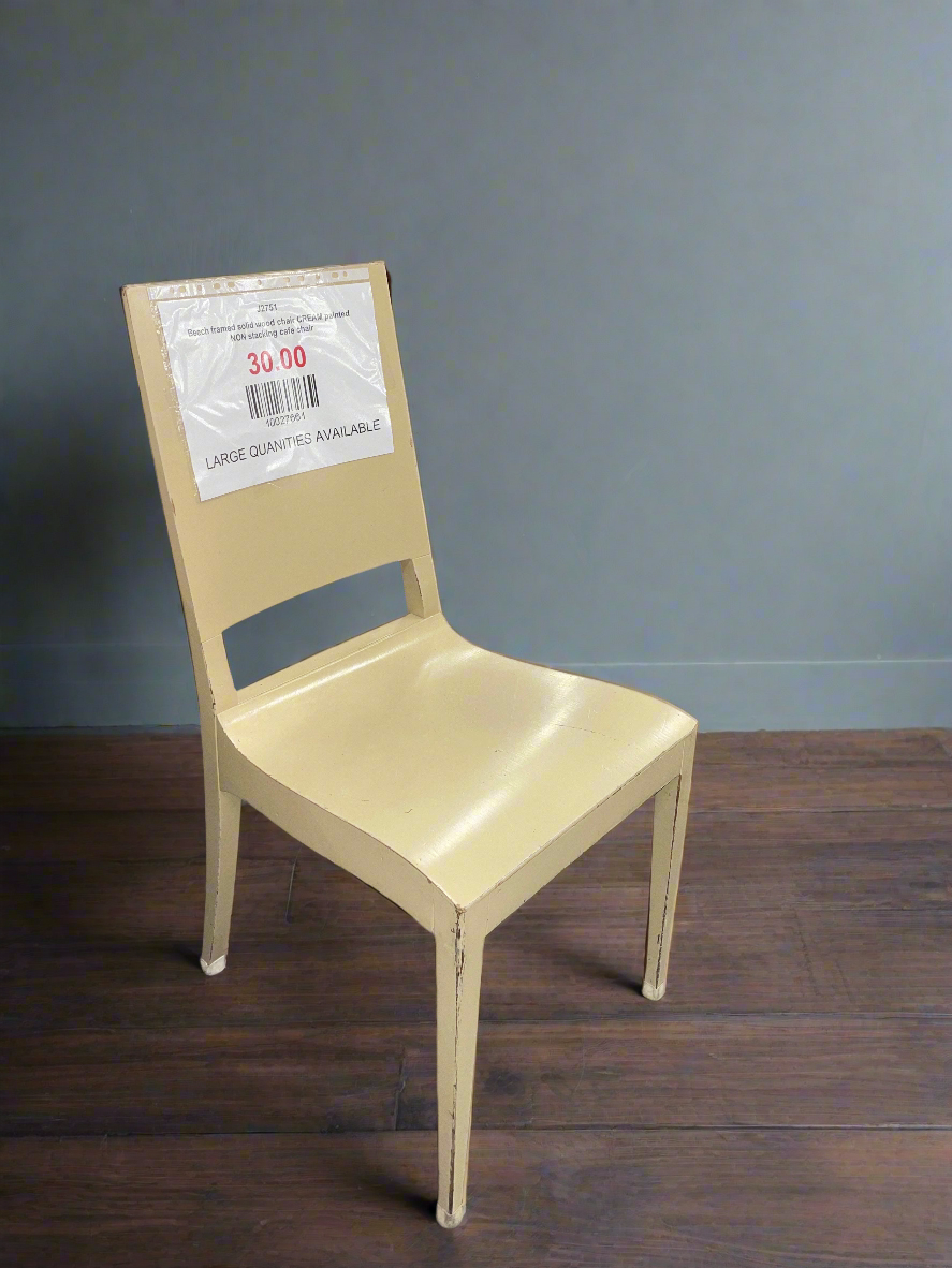 Beech framed solid wood chair CREAM painted 
NON stacking cafe chair