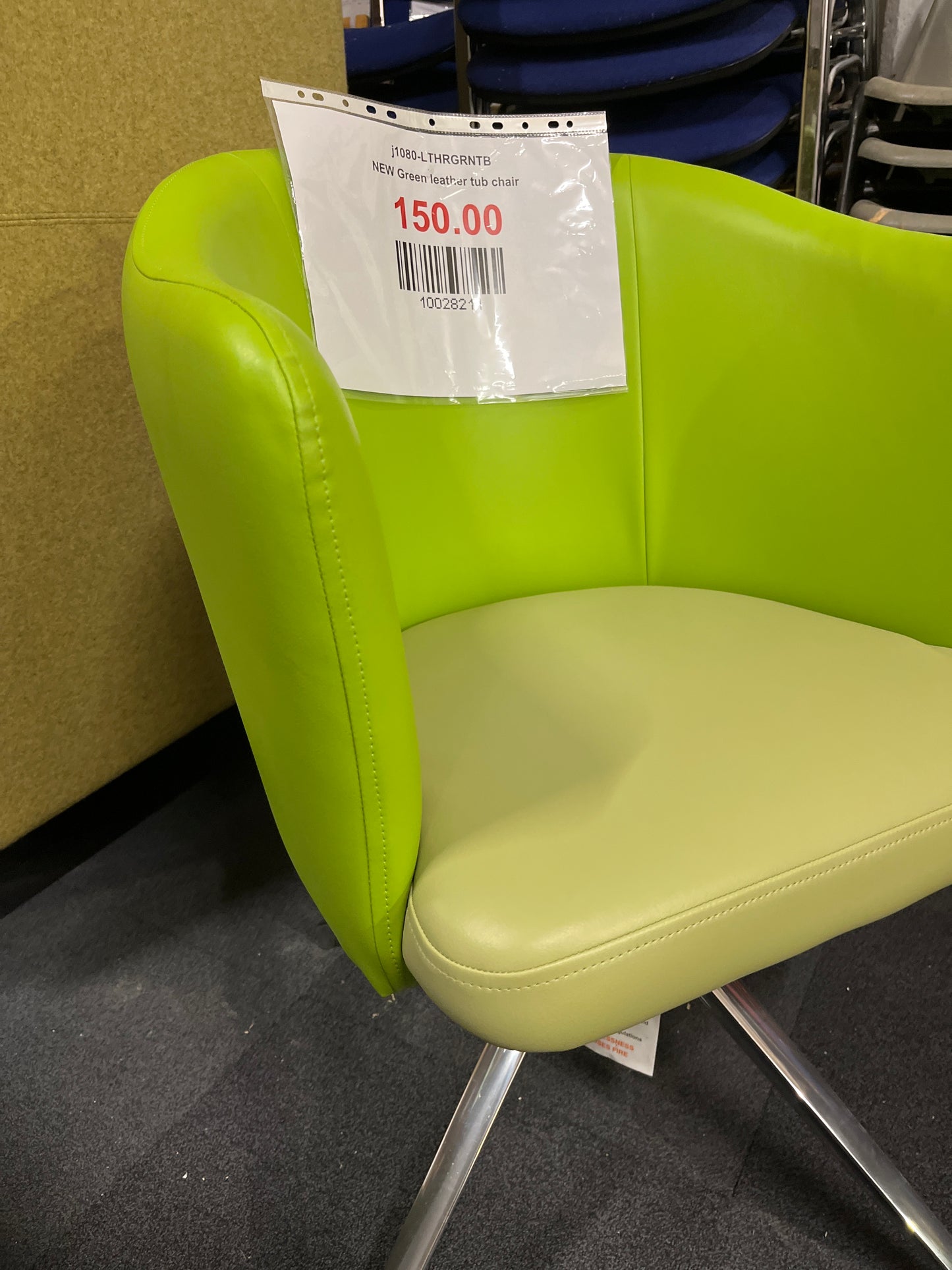 NEW Green leather tub chair