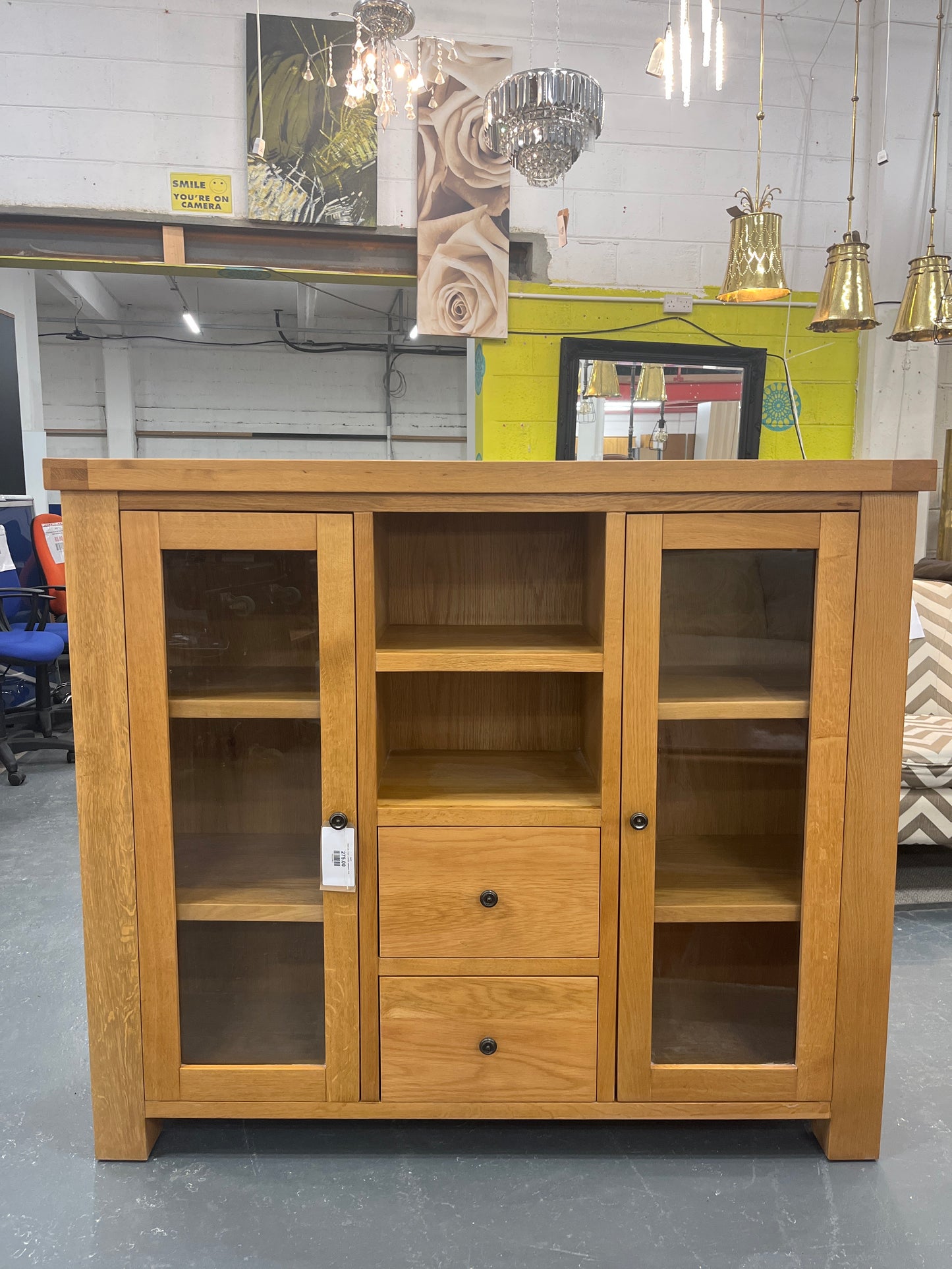 Solid oak 2 door 2 drawer sideboard  2125