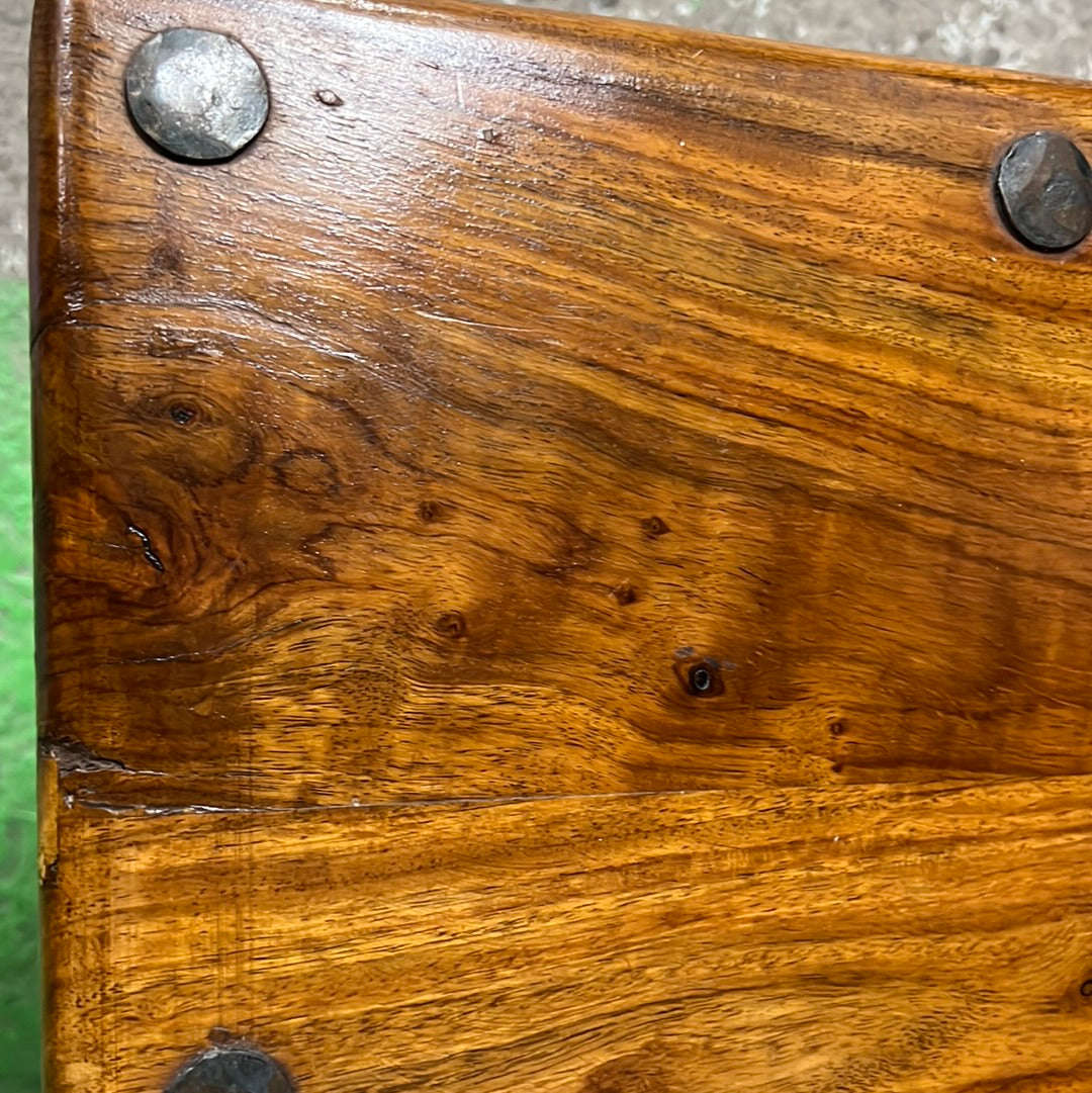 Solid teak stained low rectangular coffee table