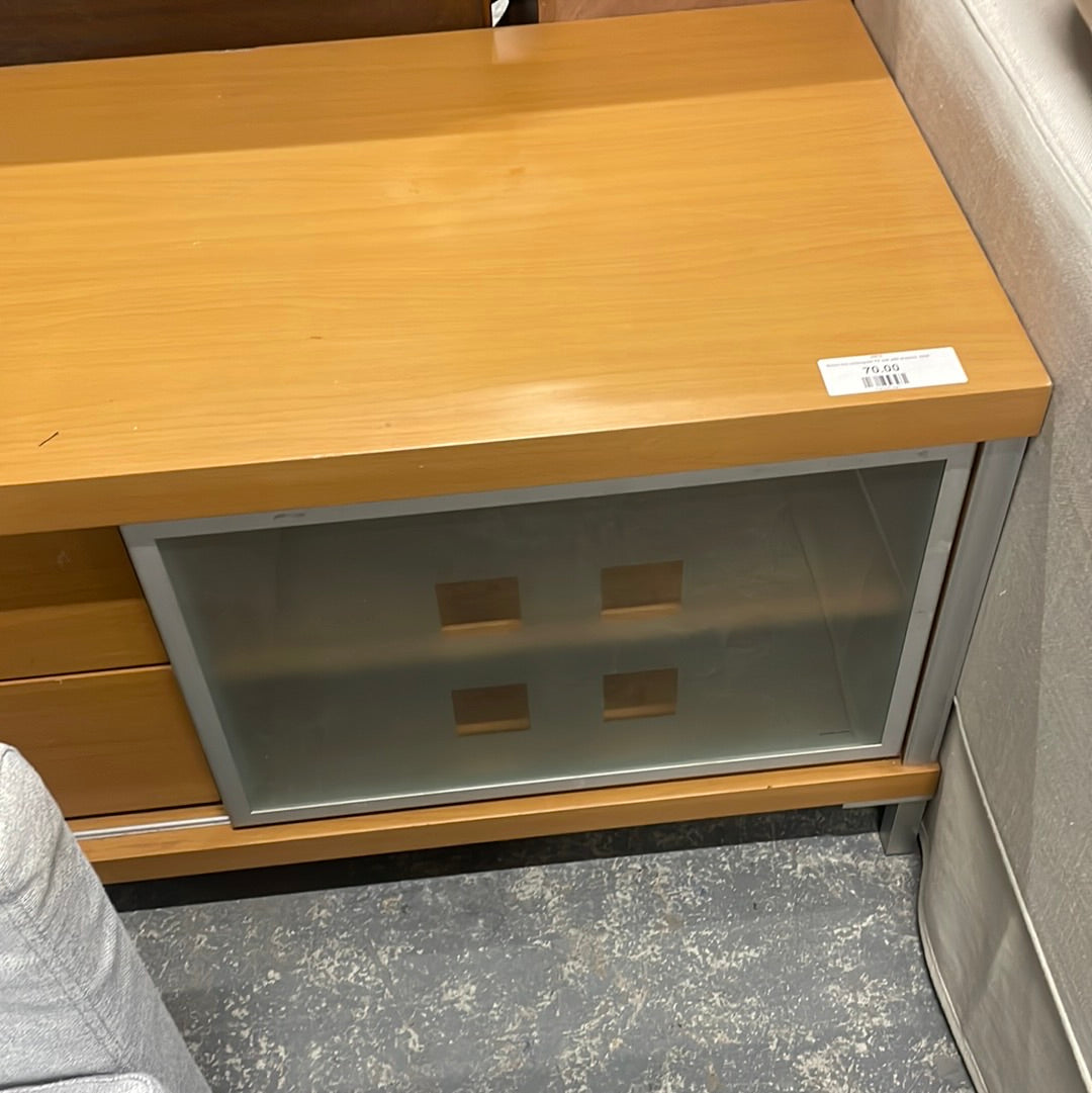 Beech low rectangular TV unit with drawers  2224