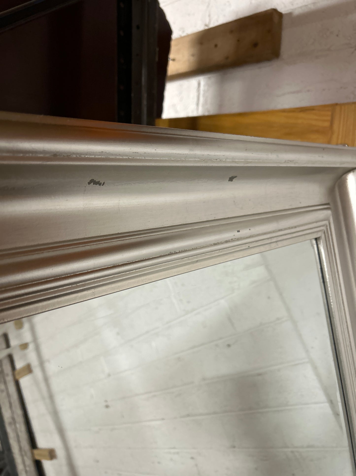 Large silver framed wall mirror  4224