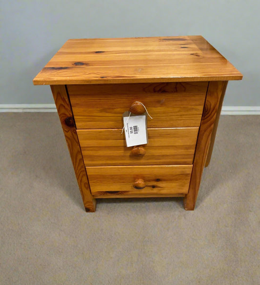 3 drawer solid pine bedside locker 2324