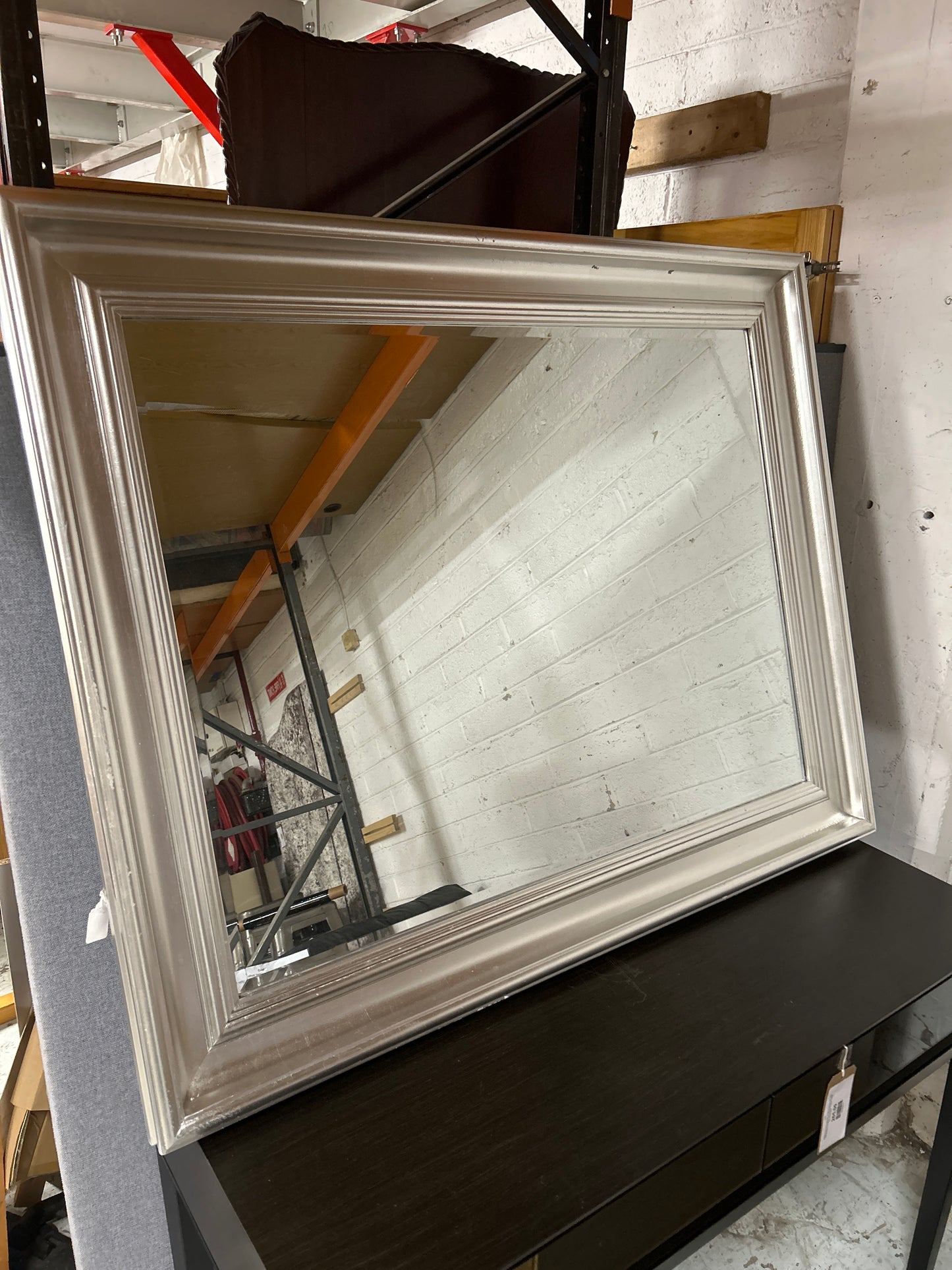 Large silver framed wall mirror  4224