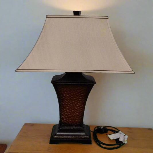 Ornate lamp with cream shade 2324