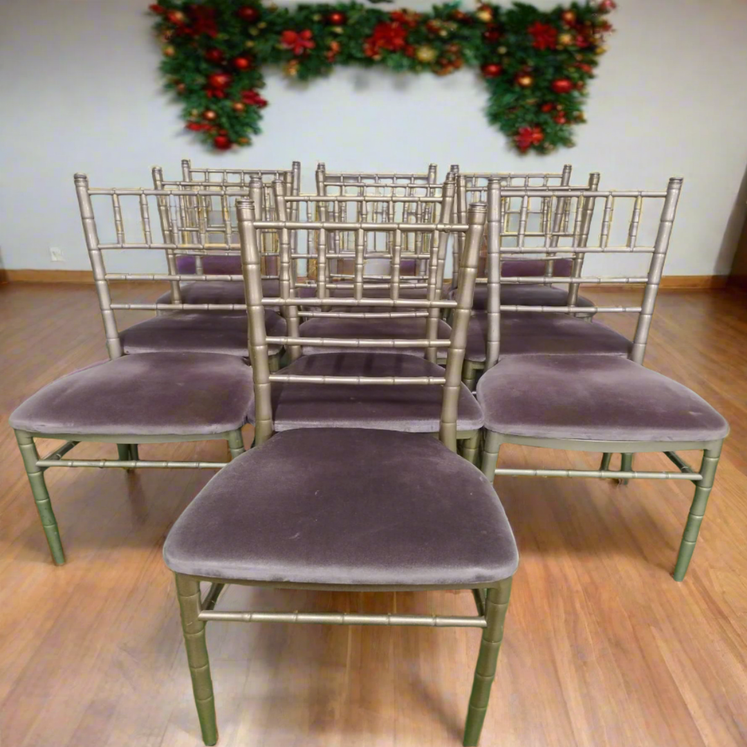 Chivari style metal framed banquet chair with fabric seat - Ex Hotel stock, strong frame and in good quality 2224