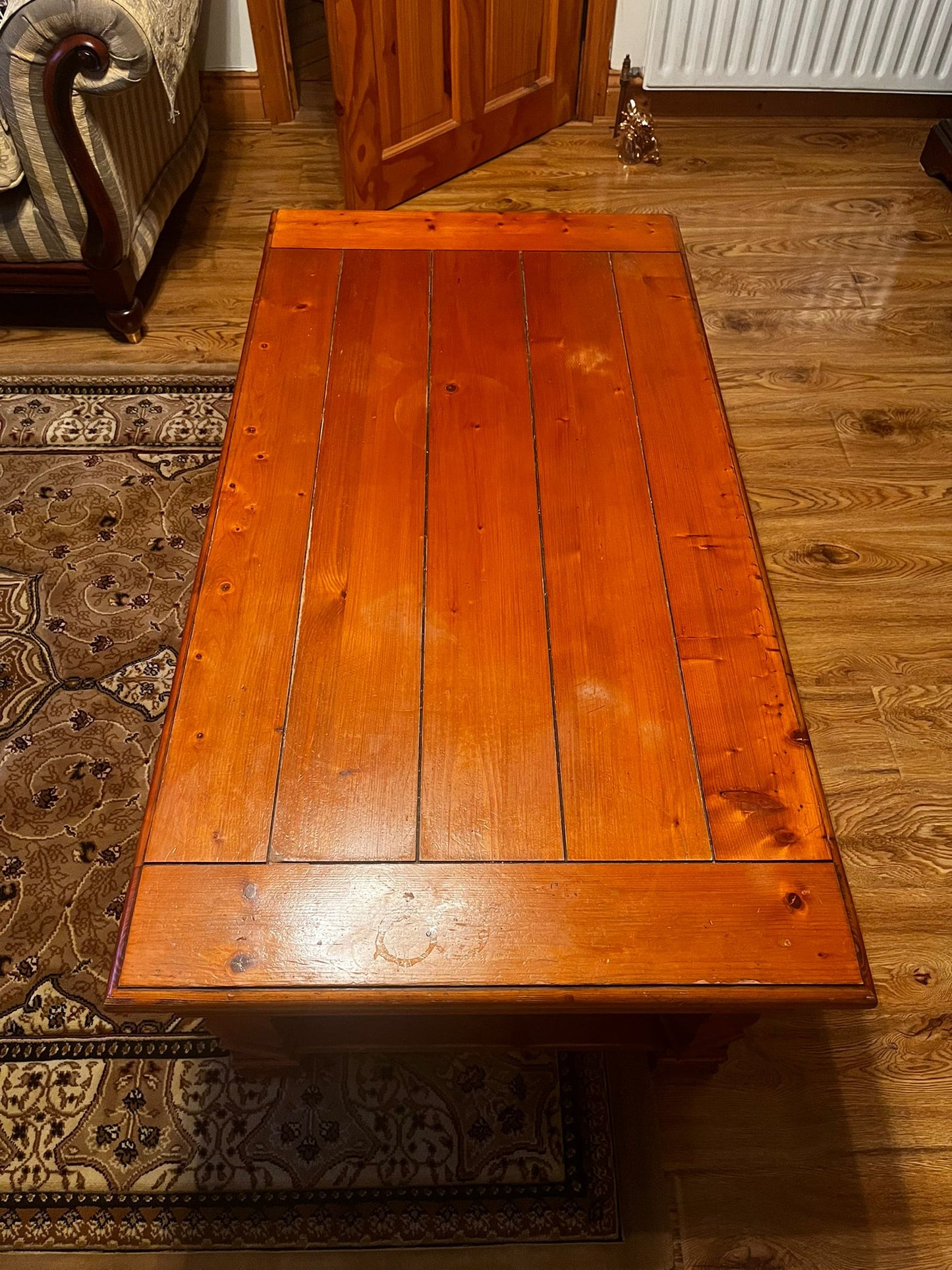 Large low rectangular coffee table solid pine with drawer  2324