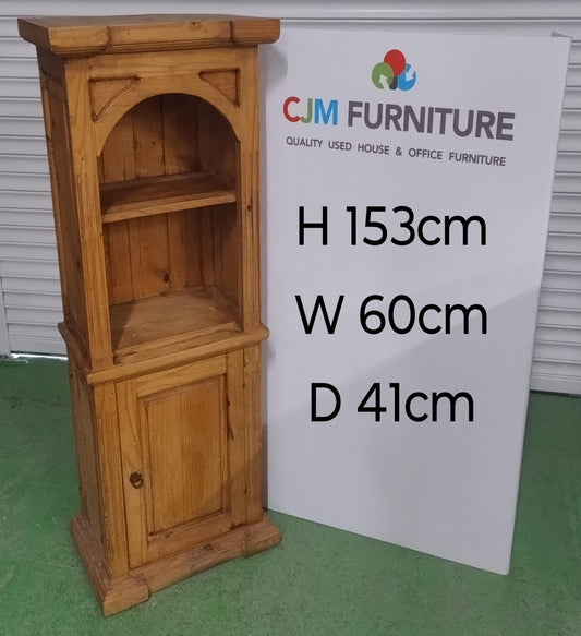 Tall mexican pine 1 door shelf unit 2324