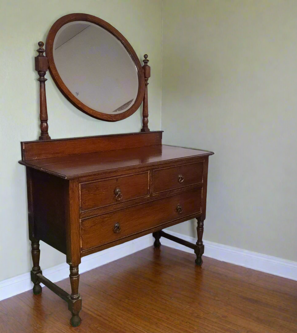 Mahogany hallway sideboard with mirror and 2 + 1 drawers 3124