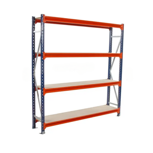 NEW All Metal HEAVY DUTY longspan racking 2000Hx2000Lx600D to include 2 no. upright, 4 no. shelf positions with metal shelves