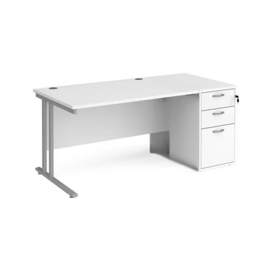 Straight desk 128 with desk high pedestal  (1200mm x 800mm) - Various finishes