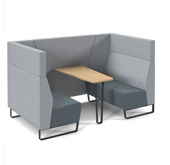 Blue + grey two tone reception seating-high back 1200L