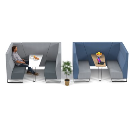 Blue + grey two tone reception seating-high back 1200L