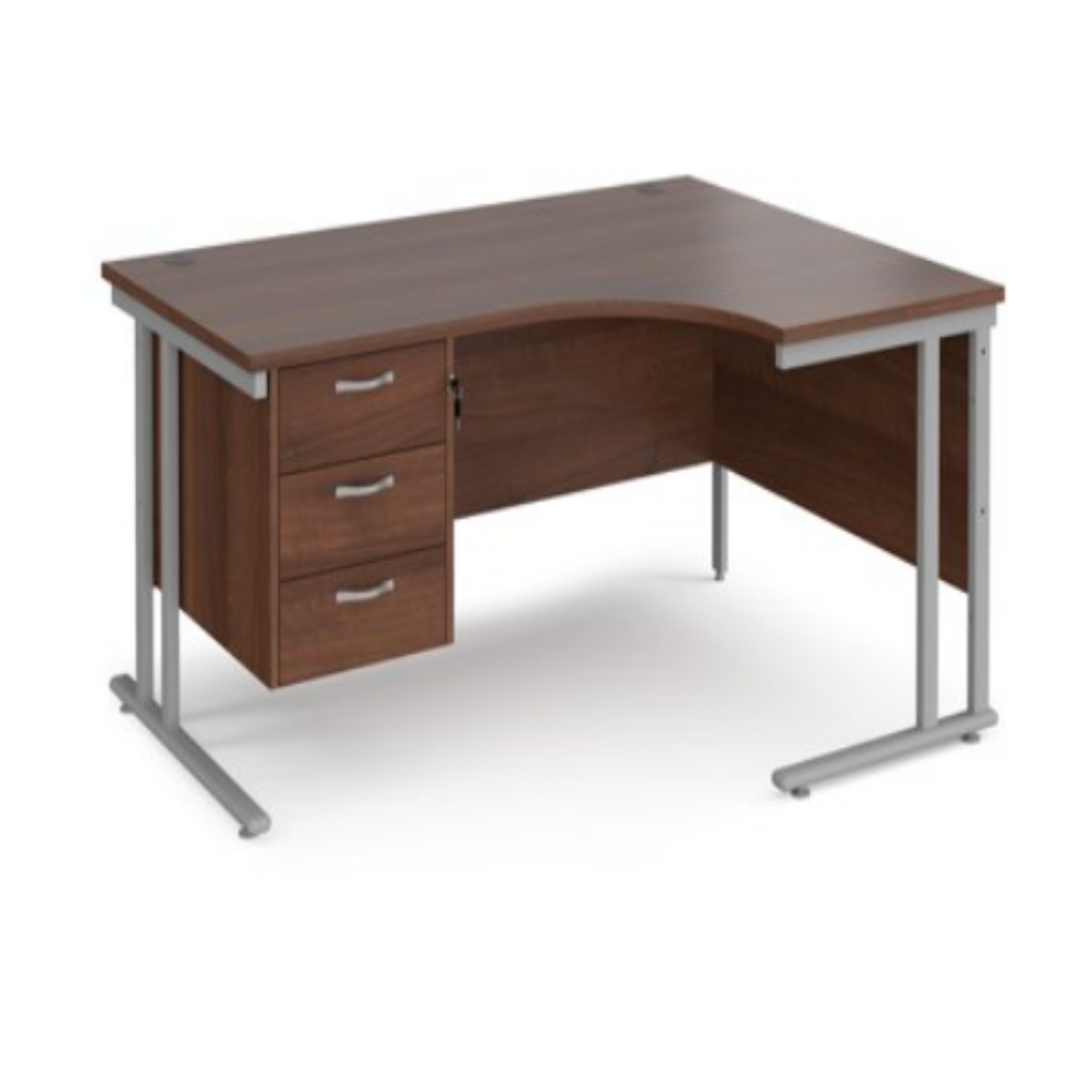 Right hand radial desk 1612 with fixed pedestal (1600mm x 1200mm)