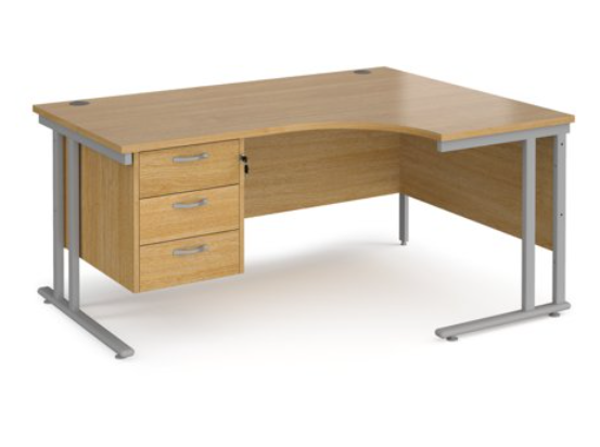 Right hand radial desk 1612 with fixed pedestal (1600mm x 1200mm)