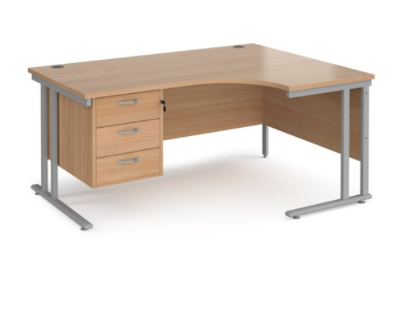 Right hand radial desk 1612 with fixed pedestal (1600mm x 1200mm)